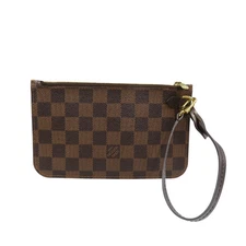 Louis Vuitton Damier Neverfull Pouch for PM Damier Canvas Gold Hardware Brown Po