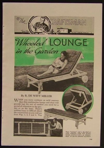 Adjustable CHAISE LOUNGE Lawn CHAIR 1939 HowTo build PLANS