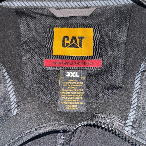 CAT Caterpillar Herren 3XL schwarz/grau Softshell Arbeitsjacke Fleece-gefüttert EUC - Bild 3 von 4