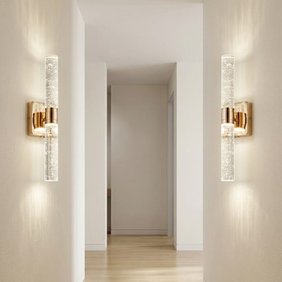 2 Pack 17 inch Gold Crystal LED Wall Light Modern Dimmable Sconce Indoor Fixture