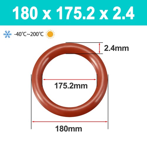Juntas tóricas de goma de silicona métricas de grado alimenticio 2,4 mm sección transversal 1,2 mm-175 mm ID rojo - Imagen 116 de 116