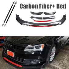 Carbon Fiber Front Bumper Lip Spoiler Splitter Strut Rods For Volkswagen Eos