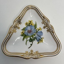 Spode Stafford Flowers Triangular Dish Lida & Lelenia Botanical 22k Gold Trim