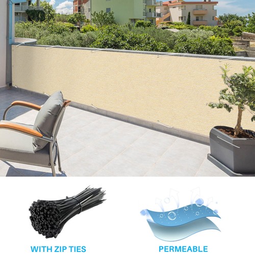 2.5ft Tall Beige Balcony Deck Privacy Screen Mesh Shade Cover Cloth for Outdoor - Picture 3 of 10