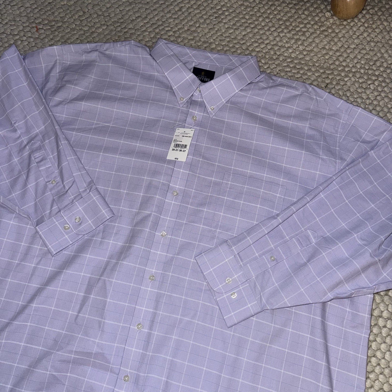 Stafford Men’s Coolmax 4XL 20-21 36-37 Long Sleeve Button Up Purple