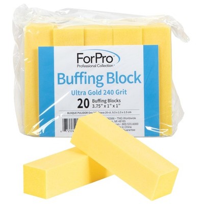 Ultra Gold Buffing Block, 240 Grit, Four-Sided Manicure & Pedicure Nail Buffe...