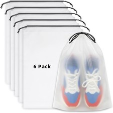 6 Pcs Transparent Shoe Bags For Travel 11.8" x 15.7" Waterproof Shoe Bags