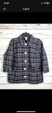 CJ Banks Blazer Navy White Plaid Lined 3/4 Sleeve Career Casual Women's Size 2X