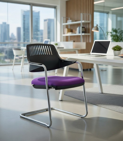 BüRosessel Lila Mit Ergonomischer RüCkenlehne Und Metallgestell-image