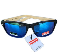 Unisex Bamboo Wood Sunglasses Blue Mirror Lens UV400 Eco-Friendly New