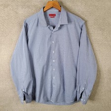 Alfani Shirt Mens XL Blue Plaid Fitted Stretch Button Down Long Sleeve Casual