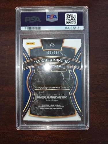 Tarjeta de béisbol 2020 Select Signatures Jasson Dominguez autógrafo novato ¡PSA 8! - Imagen 2 de 2