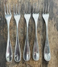 Set of 5 Vintage Oxford Hall Cocktail Forks Stainless Steel Japan Crystal Palace