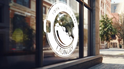 Laundromat Vinyl Decal-PEEL & STICK Window Sticker Storefront Café Shop Custom - Picture 1 of 9