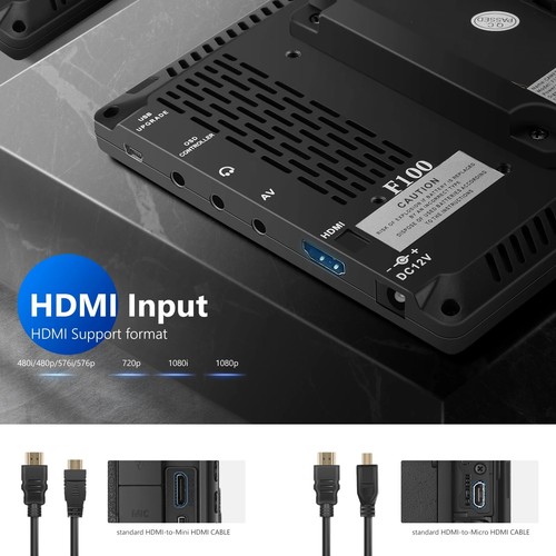 Neewer F100 7-inch 1280x800 IPS Screen Camera Field Monitor 4k HDMI Input 1080P - Picture 2 of 7