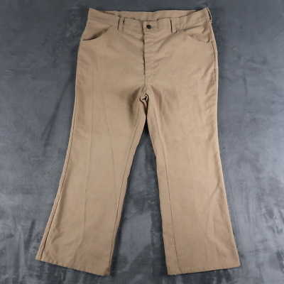 Vintage 70s Pants Mens 38x26 Tan Bootcut Disco Retro Dress Western