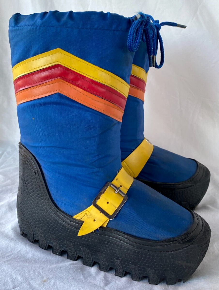 VTG..RAINBOW STRIPE..PUFFY MOON BOOTS..WINTER..WOMEN 5-6 | eBay