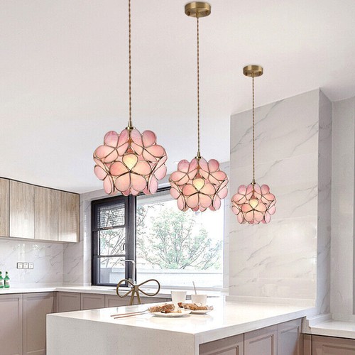 Nordic Brass Petal Pendant Light Fixture Glass Flower LED Ceiling Lamp Chandelie - Picture 3 of 18
