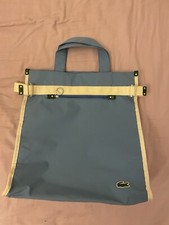 Lacoste Tote Shopping Bag Magnetic Snap Button Light Blue Vertical