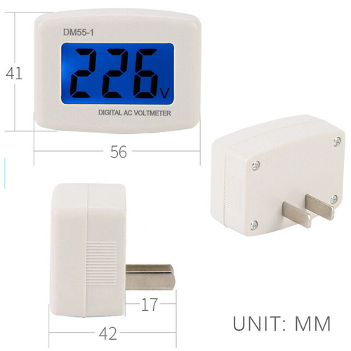 DM55-1 Digital LCD Voltage Test Monitor US/EU Plug In Volt Meter AC 80-300V NEW - Picture 2 of 10