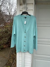 NWT Talbots Soft Cozy Turquoise Blue V-Neck Long Sleeve Cardigan 2X 18W 20W