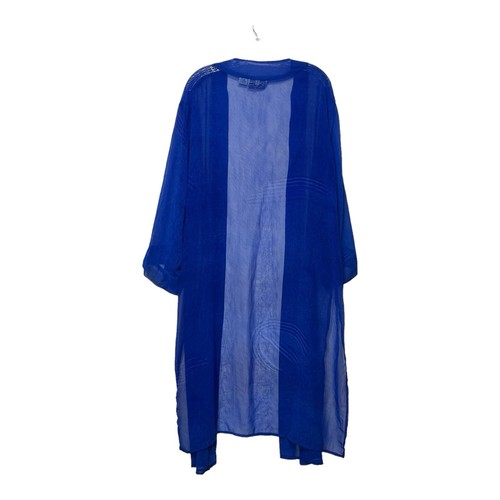 Maxi Cárdigan Kloz Lyne Plus Vintage Azul Transparente Talla 1X Aberturas Laterales Mangas 3/4 - Imagen 2 de 7