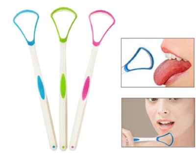 3 Pack Tongue Scraper Cleaners Oral Hygiene Tool Adults Kids Fresh Breath