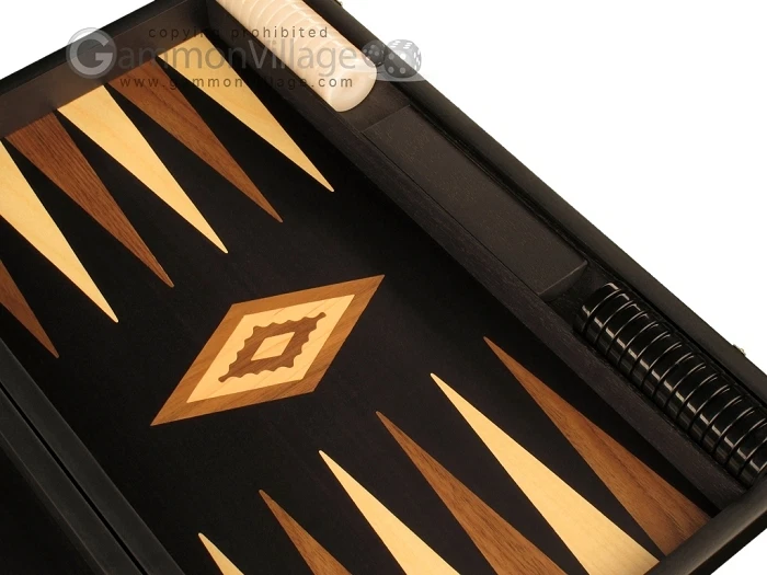 Black Wood Backgammon Set - Black Field - Large Wooden Board - Image 4 of 4