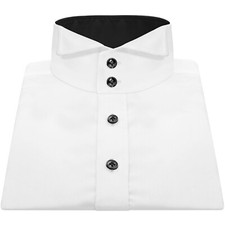 Mens High Wing Stand Up Collar Formal Business White Contrast Inner Collar Shirt