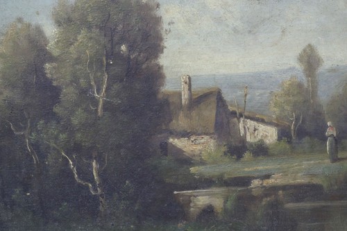 Ancienne huile sur panneau signée : école de Barbizon France Trouillebert Corot - Photo 5/6
