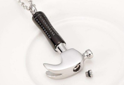 Hammer Urne Einäscherung Asche Halskette Schmuck Anhänger Andenken Schmuck - Bild 3 von 7