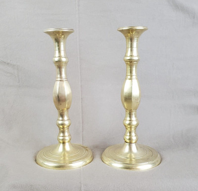Vintage Solid Brass Candlestick Holders 10'' Set of 2 HEAVY