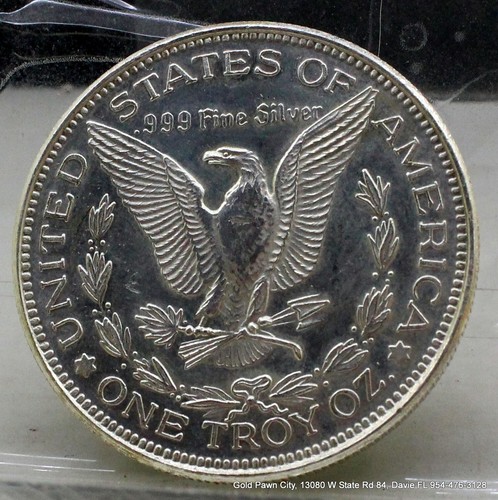 ONE TROY OUNCE .999 FINE SILVER ROUND MORGAN DOLLAR PROOF LIKE - Picture 2 of 4