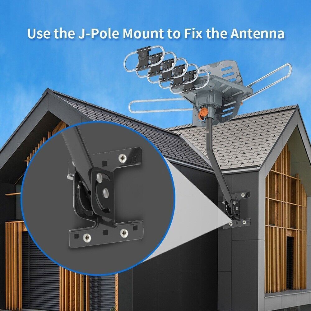 500 Miles  360° Rotate Outdoor TV Antenna Motorized Amplified HDTV 1080P 4K 36dB