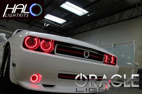 2008-2014 DODGE CHALLENGER RED LED HALO HEADLIGHT+FOG LIGHT KIT by ORACLE - Picture 4 of 6