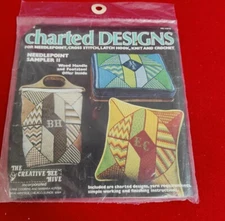 Charted Designs Needlepoint Sampler II Geometric design with Initials NOS