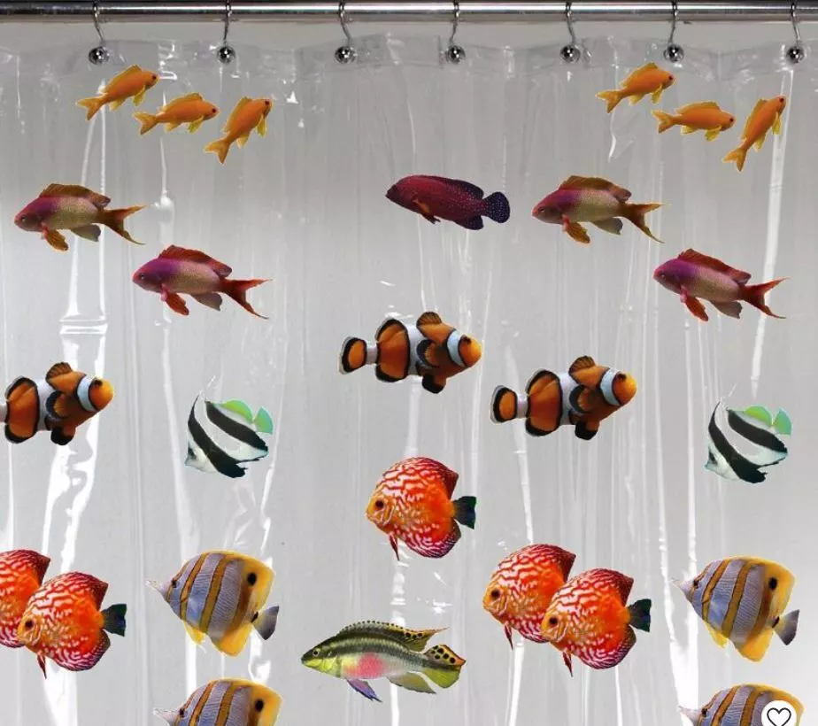 Rainbow Aquatic School Tropical Fish Shower Curtain, 100% PEVA, 70 X 72 -  NEW