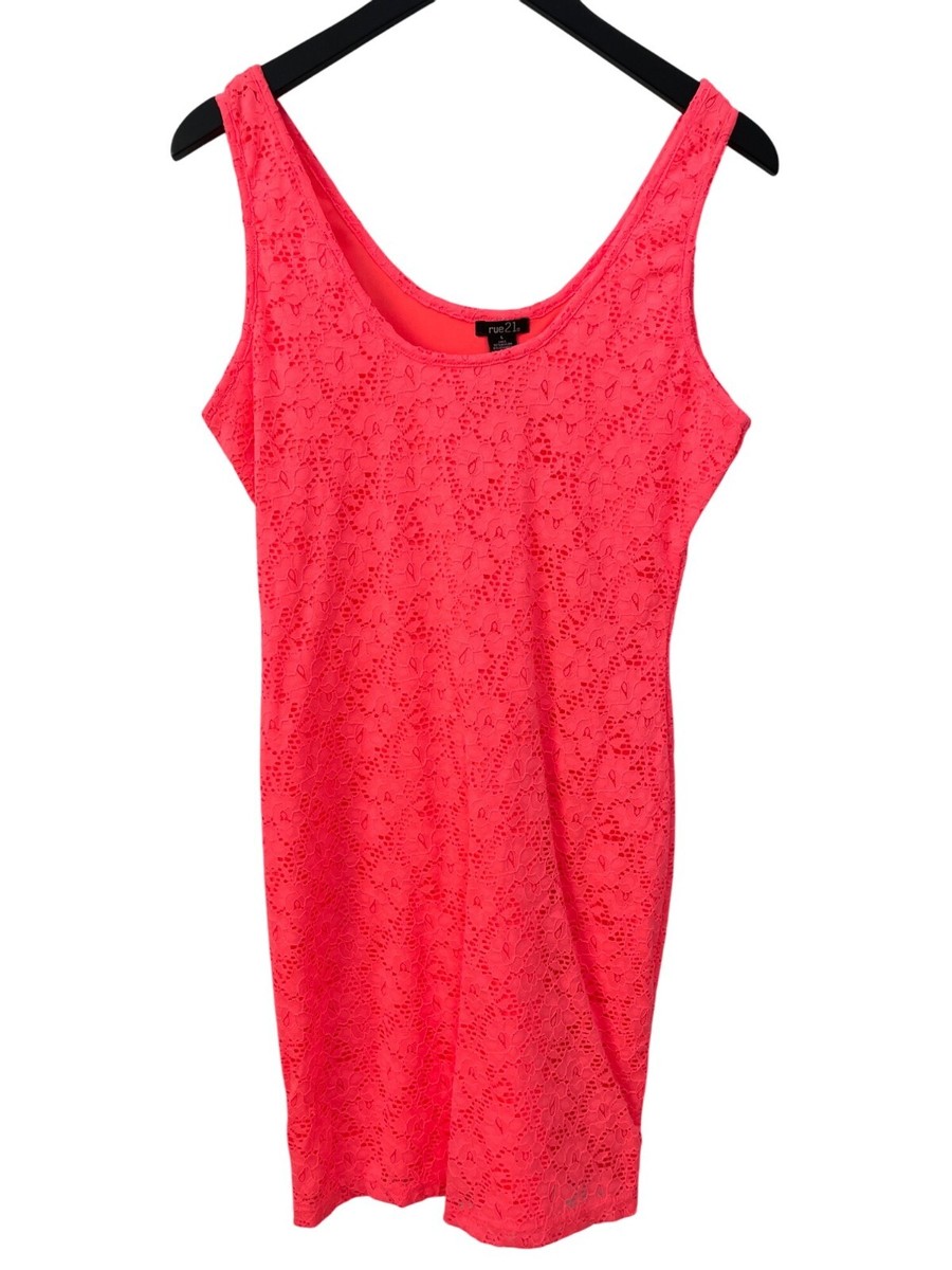 Rue21 Lace Mini Tank Dress Womens Large Sleeveless Nylon Blend Boho Hippie  NEW