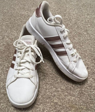 Adidas Grand Court Low Top Sneakers White Rose Gold Big Kids Size 3 Womens Sz 5