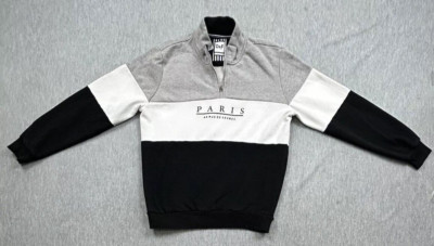 Ricky Singh D&F Sweatshirt Mens Gray Large 1/4 Zip Pullover Paris France