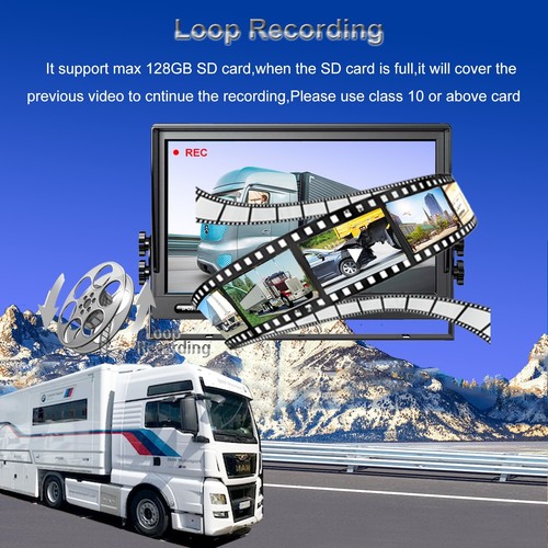 9" Quad Monitor DVR Video Recorder USB MP5 4CH 1080P Rear Camera For Motorhome - Picture 23 of 24