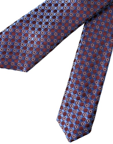 DOLCE & GABBANA Tie Blue Purple Patterned Silk Adjustable Men Necktie RRP 300usd - Picture 4 of 6