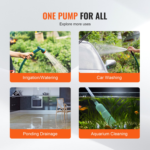 12V Water Transfer Pump 360 GPH Portable Utility Pump Hose Kit for Pool & Garden - Picture 6 of 12