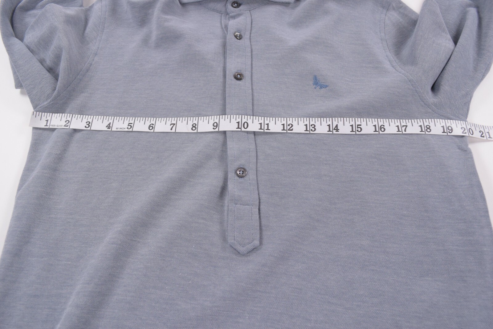 Gran Sasso NWT Polo Shirt Long Sleeve Size 50 M In Solid Washed Blue Cotton image 4