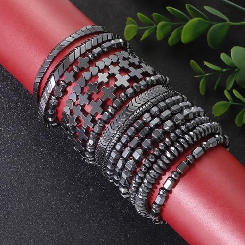 Weight Loss Hematite Beads Stretch Bracelet Anti-Fatigue Healing Bangle Jewelry - Picture 3 of 27