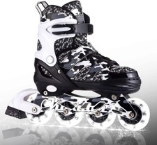 Kuxuan Skates Adjustable Inline for Large Kids 3-6 US , Black Came