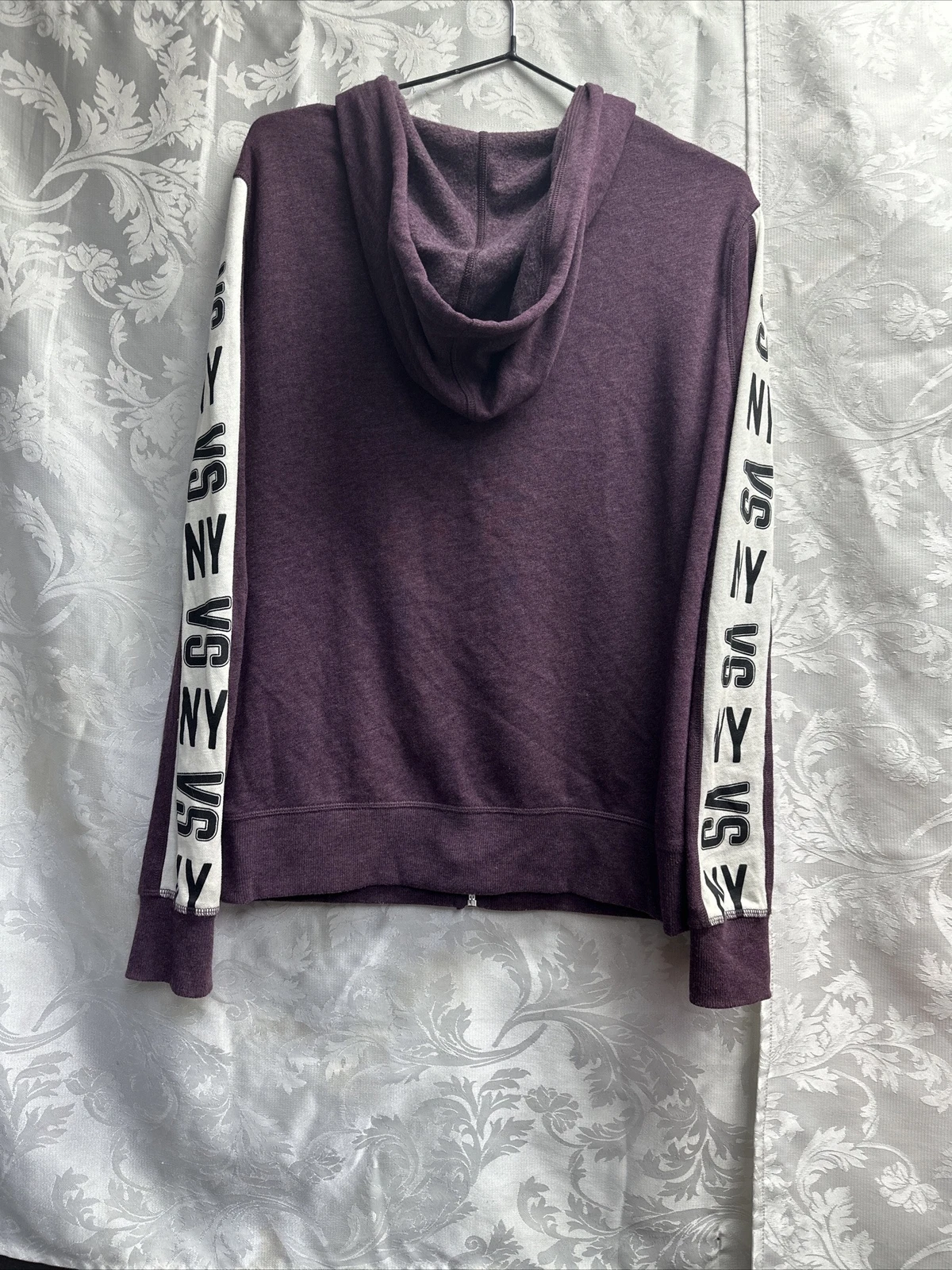 UNDERCOVER Felpa con cappuccio viola Victoria's Secret NY VS taglia S cerniera intera taschino canguro