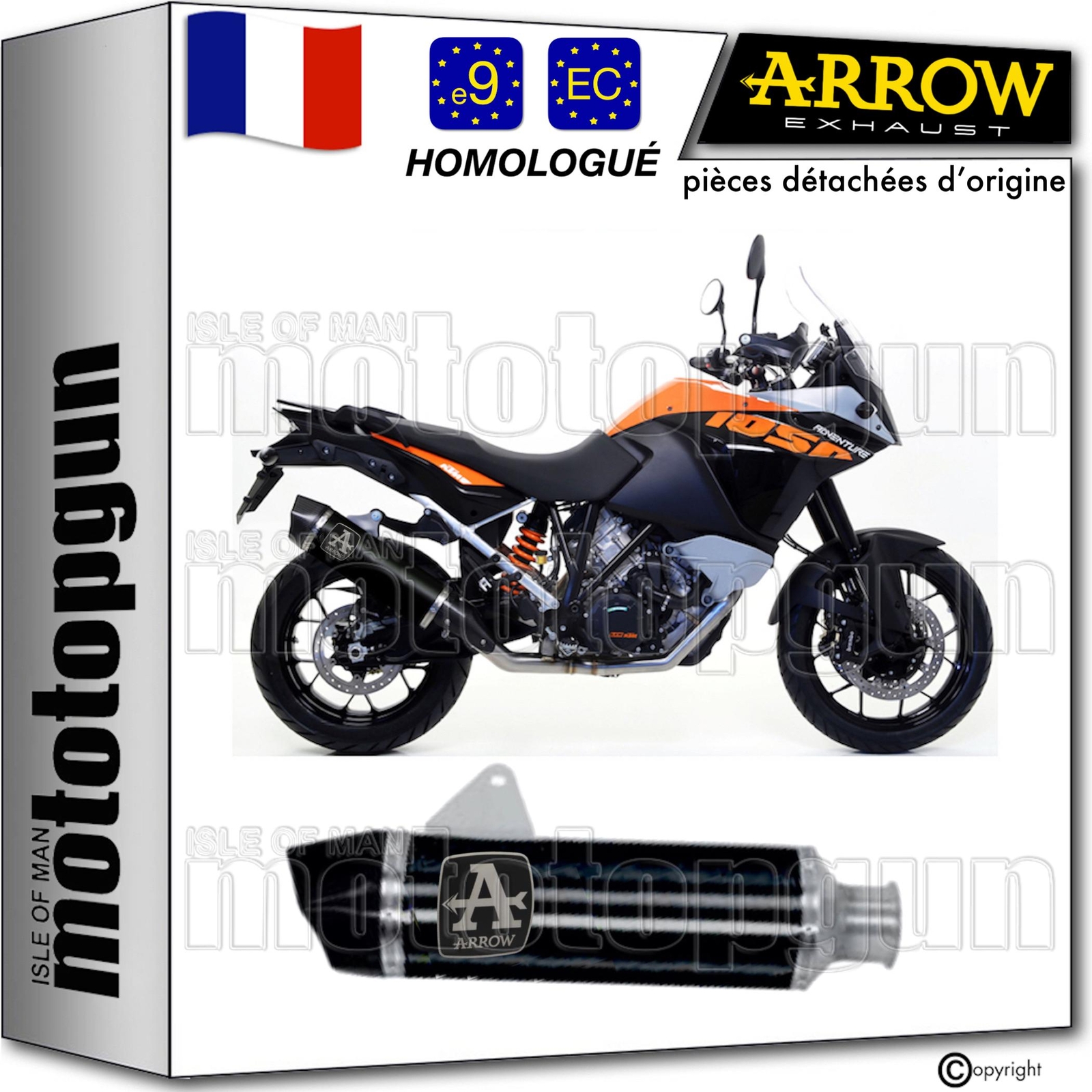 Échappement Arrow Maxi Race-Tech noir pour moto KTM 1050 Adventure 2015