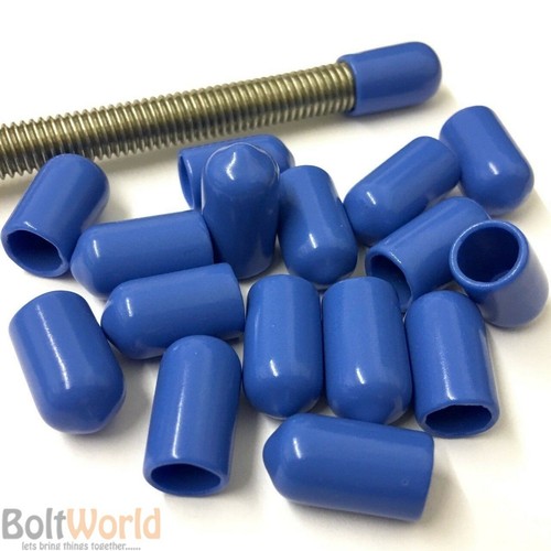 BLUE - ROD BAR STUDDING STUD SCREWS BOLTS CABLE SAFETY VINYL THREAD COVER CAPS - 第 1/2 張圖片