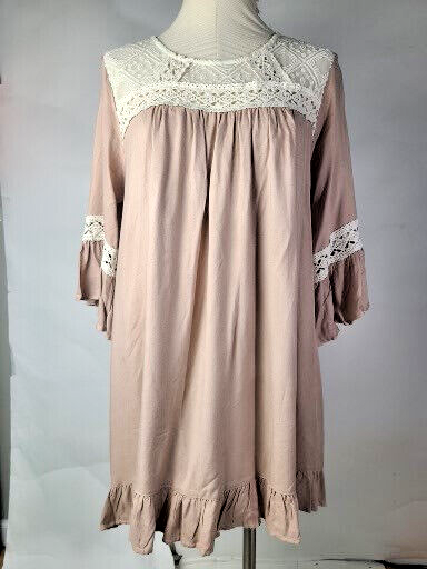Umgee Dress Lace Ruffles Cottage cute Size Medium